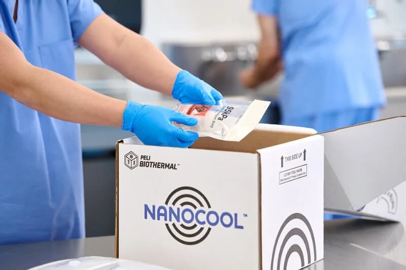 Specimen being packed into a NanoCool shipper