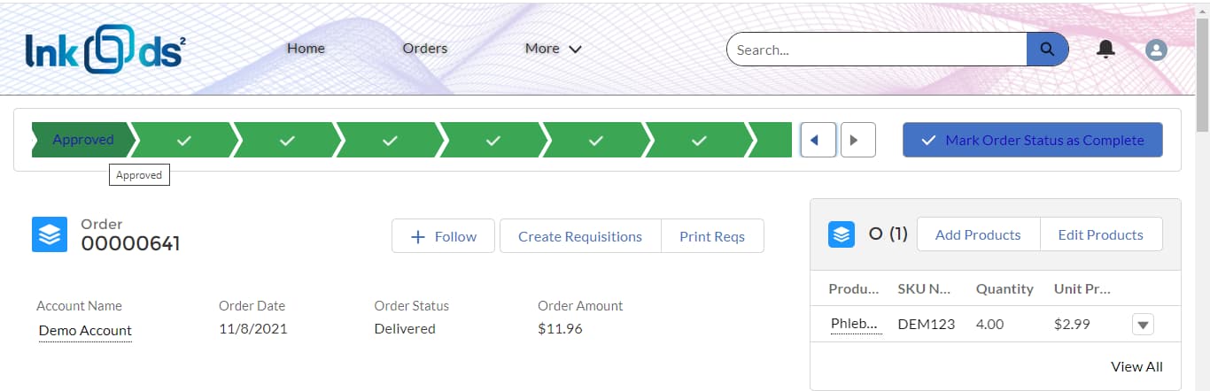 Close-up of the chevron status indicators from submission to delivery